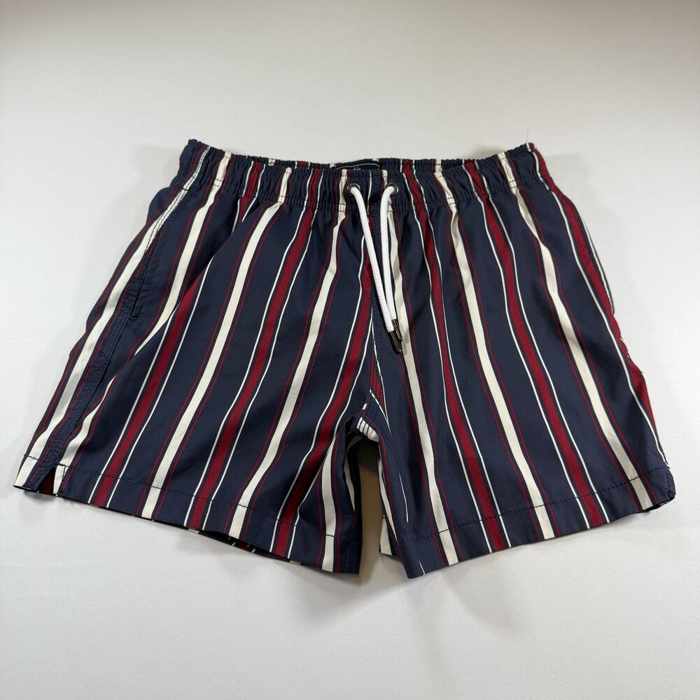 Abercrombie 5” Inseam Americana Stripe Nautical Swim Beach Trunk - Blue Mns S